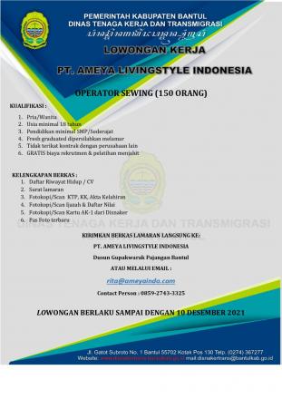 Lowongan Kerja PT.Ameya Livingstyle Indonesia