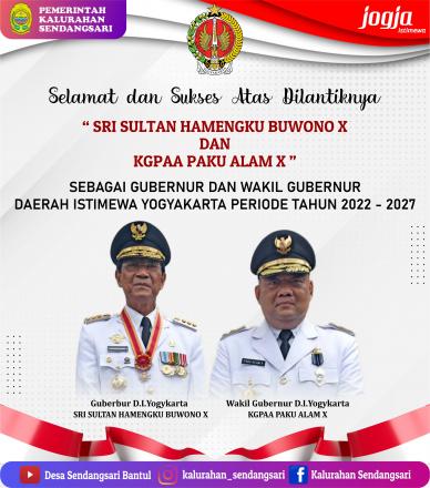 Selamat Atas Dilantiknya Gubernur dan Wakil Gubernur DI.Yogyakarta Periode 2022-2027