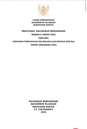 Peraturan Kalurahan Sendangsari tentang  APBKal 2023
