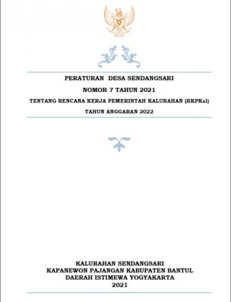 Rencana Kerja Pemerintah Kalurahan Sendangsari (RKPKal) untuk Tahun Anggaran 2022