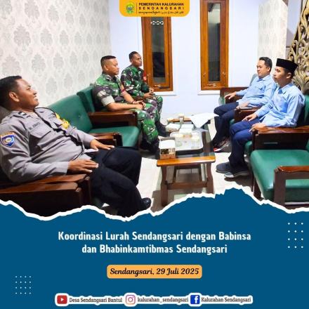 Koordinasi Lurah Sendangsari bersama Babinsa dan Bhabinkamtibmas Sendangsari