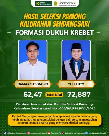 Hasil Seleksi Pamong Kalurahan Sendangsari Jabatan Dukuh Krebet